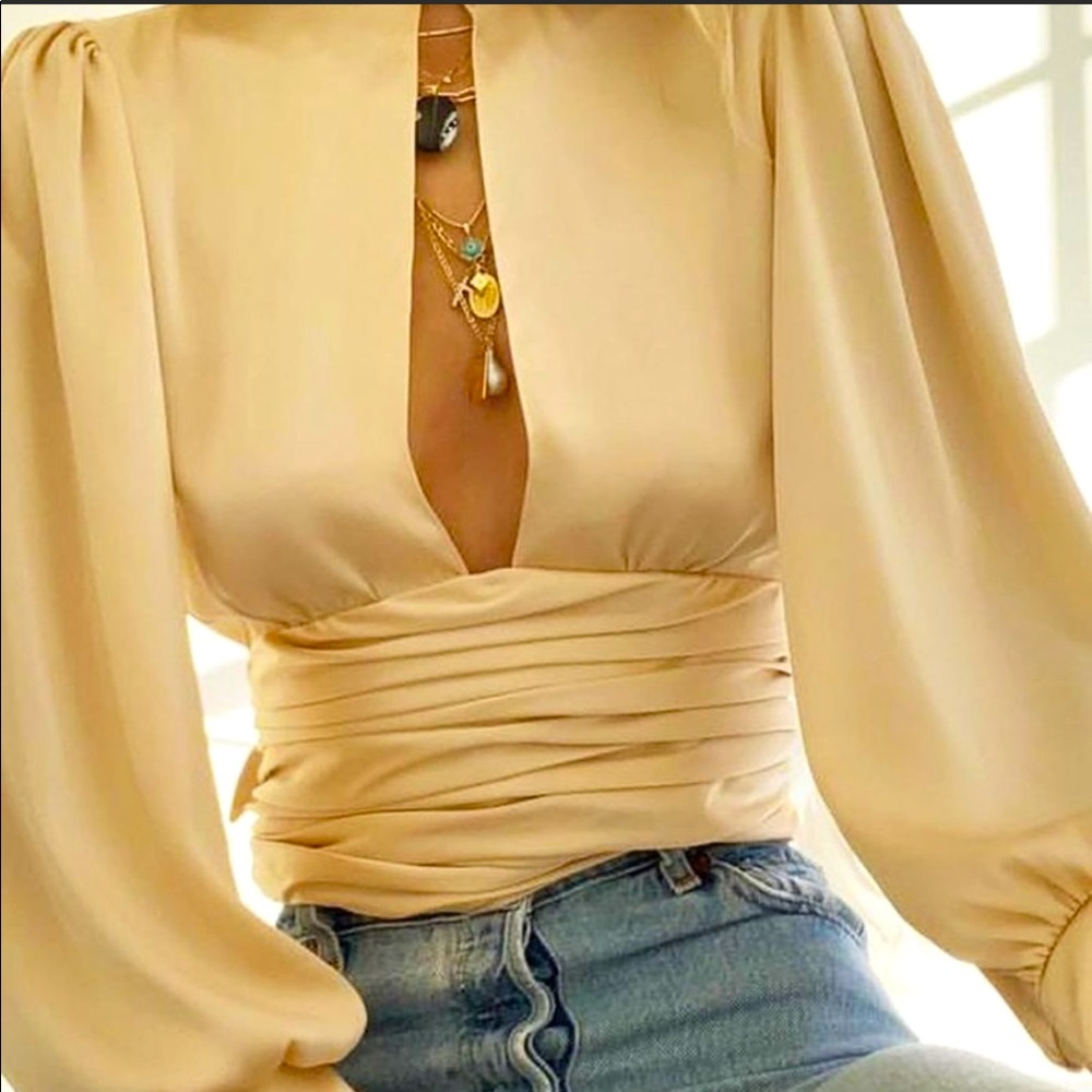 CBR Cream Blouse with Puff Sleeves